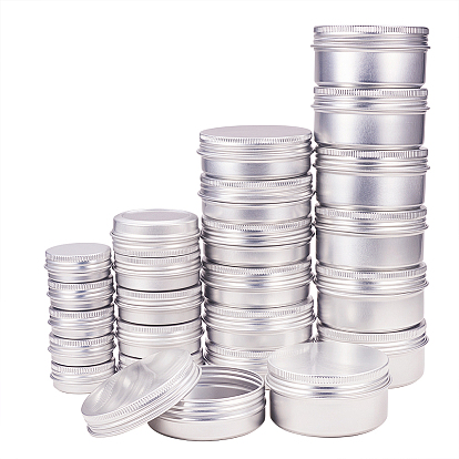 Round Aluminium Tin Cans, Aluminium Jar, Storage Containers for Cosmetic, Candles, Candies, with Screw Top Lid