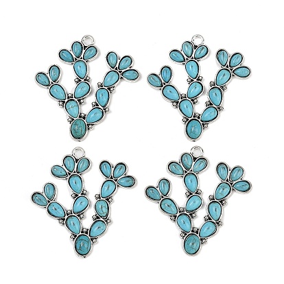 Синтетические бирюзовые подвески, кактус прелести, с настройки сплава, без кадмия и без свинца