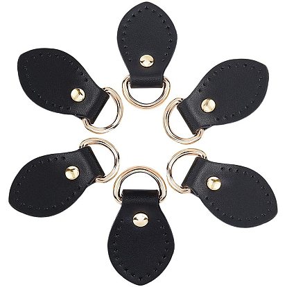 Leather Zipper Puller, with Iron Rings, Zip-fastener Components, For Bag Accessories
