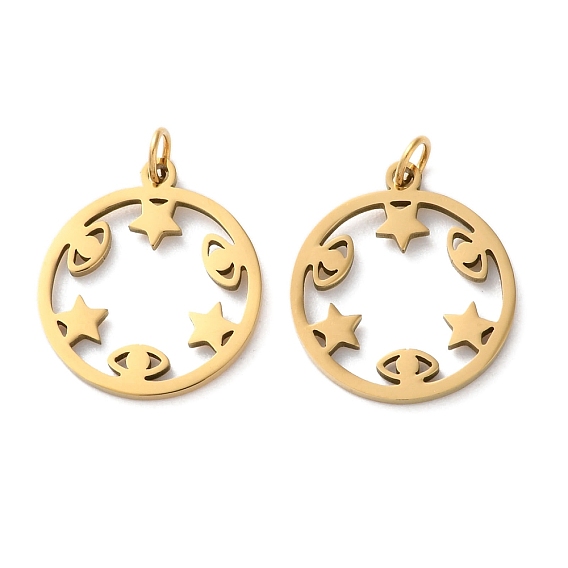 Ионное покрытие (ip) 304 подвески из нержавеющей стали, с целью перехода в кольце, лазерная резка, кольцо с подвеской в виде звезды и глаза