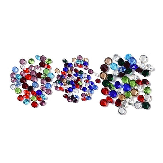 Glass Rhinestone Cabochons, Pointed Back, Faceted, Round