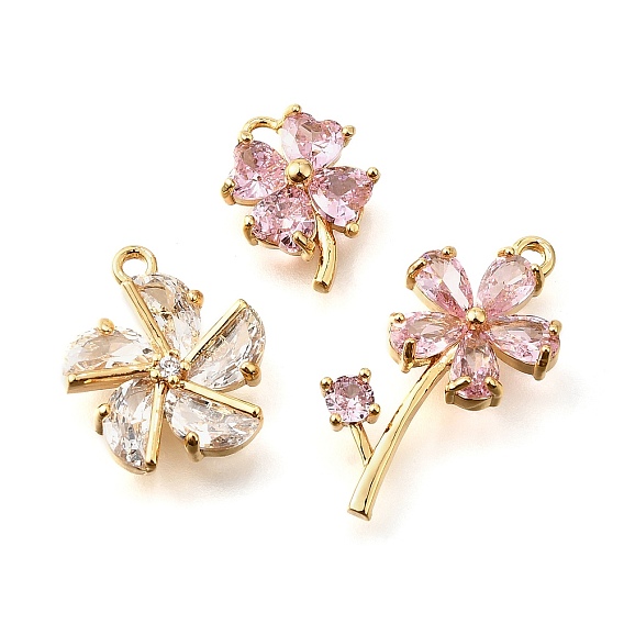 Латунные микропаве прозрачные подвески с фианитом, 