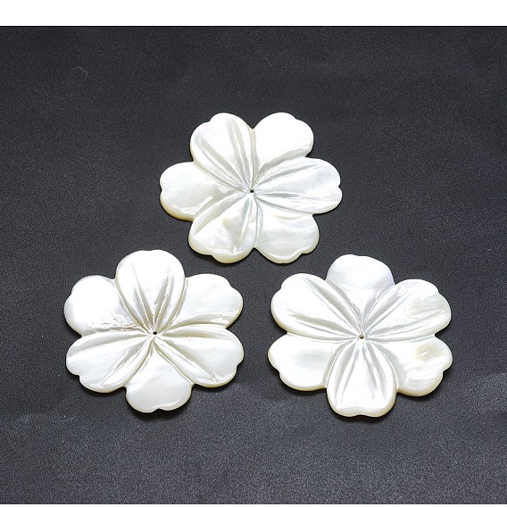 Fleurs naturelles perles de coquillage blanc, perles en nacre