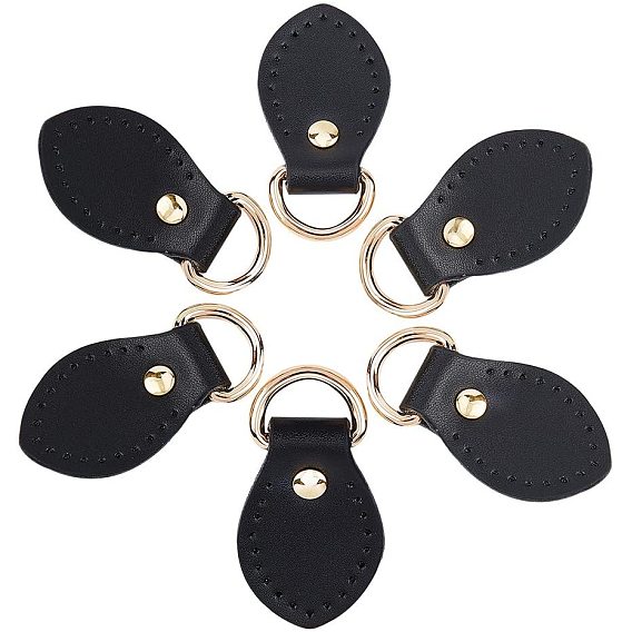 Leather Zipper Puller, with Iron Rings, Zip-fastener Components, For Bag Accessories