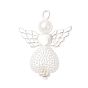 Абс пластмассовые жемчужные подвески, ангел в форме сердца, с крыльями из серебряного сплава и железной петлей