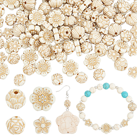 200 шт 4 стили покрытия акриловых бусин, золотой металл обвитыми, цветок