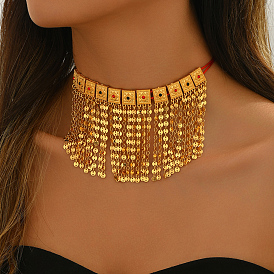 Винтажная латунная геометрическая подвеска с кисточкой, эффектное ожерелье с нагрудником для женщин, свадебная вечеринка