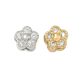 Латунные микро проложить кубического циркония бусы, цветок, долговечный, без кадмия и без свинца, стойки покрытие