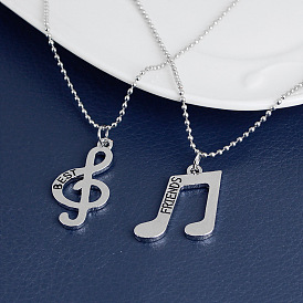 Fashionable Best Friends Music Note Necklace - European and American Style