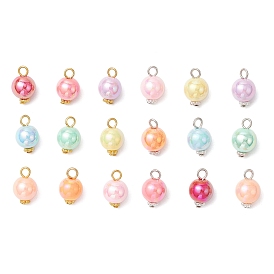 Opaque Acrylic Pendants, with Iron and Alloy Findings, Round