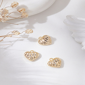 3Pcs Brass Pendants, Heart Charms