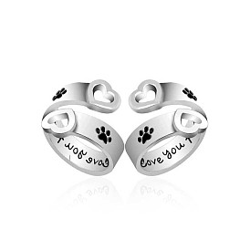 Forever Love Heart Paw Cutout Ring for Women and Girls