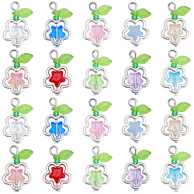 50шт. стеклянные цветочные подвески, с железной петлей и рамами из сплава