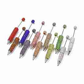 Iron Beadable Pen, Ball-Point Pen, with Polymer Clay Rhinestone, for DIY Personalized Pen with Jewelry Beads