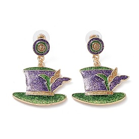 Boucles d'oreilles pendantes en alliage de zinc, thème de carnaval, chapeau à paillettes