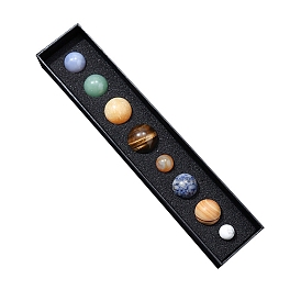 Natural Gemstone Eight Planets of the Solar System Display Decorations, Round Ball Energy Stone Gift