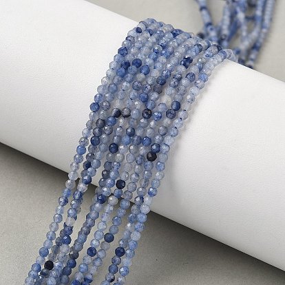 Природные голубые авантюрин бисером пряди, граненые, круглые, окрашенная и подогревом