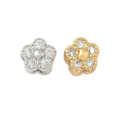 Латунные микро проложить кубического циркония бусы, цветок, долговечный, без кадмия и без свинца, стойки покрытие