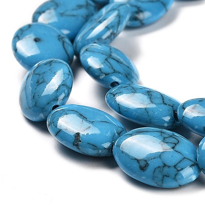 Synthetic Turquoise Beads Strands, Flat Oval