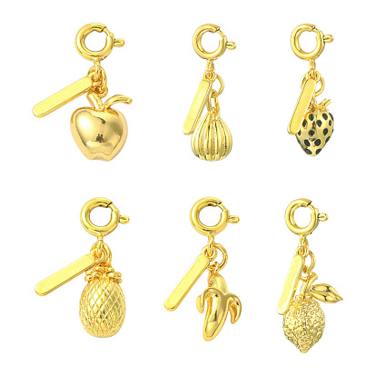 6 шт 6 стили латунные подвески, с микро проложить кубического циркония, фрукты