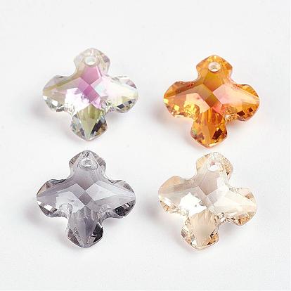 Faceted K9 Glass Charms, Imitation Austrian Crystal, Cross