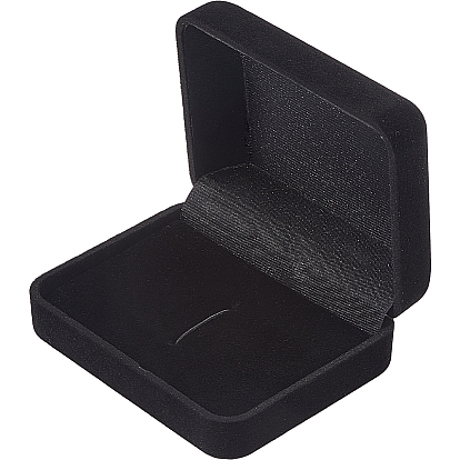 Прямоугольные флокированные пластиковые коробки для хранения запонок