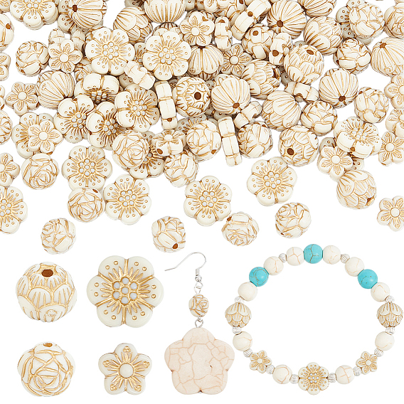 200 шт 4 стили покрытия акриловых бусин, золотой металл обвитыми, цветок