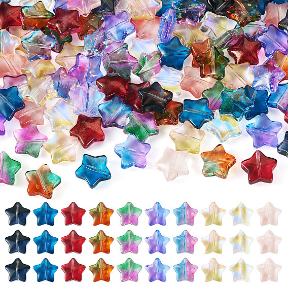 100 шт. 10 Цвета: двухцветные прозрачные стеклянные бусины, окрашенные распылением, и цветные градиентные бусины ручной работы в технике лэмпворк, звезда