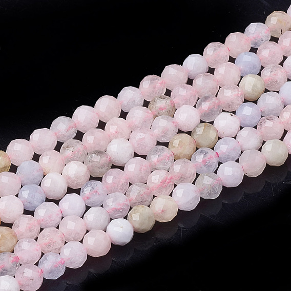 Chapelets de perles morganite naturelles  , facette, ronde