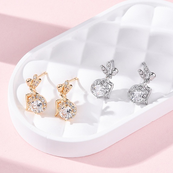 Латунные микро проложить серьги стержня кубического циркония, фея