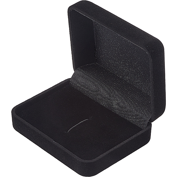 Прямоугольные флокированные пластиковые коробки для хранения запонок