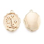 Brass Micro Pave Clear Cubic Zirconia Pendants, Cadmium Free & Nickel Free & Lead Free, Oval with Butterfly
