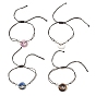 Natural Gemstone Pi Disc Braided Bead Bracelet for Women