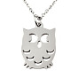 201 Stainless Steel Pendant Necklaces, with Cable Chains, Owl