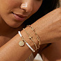3 Conjuntos de pulseras apilables con cuentas de vidrio y dijes de latón (piezas), pulseras de cadena de clips de papel