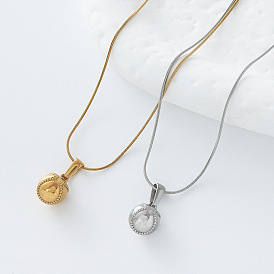Sports 304 Stainless Steel Baseball Pendant Necklaces for Women