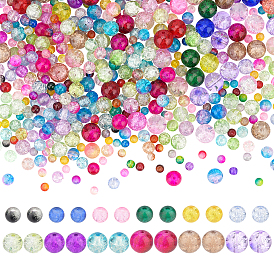 PandaHall Elite 550Pcs Transparent Crackle Glass Beads, Round