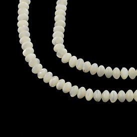 Rondelle Natural Trochid Shell/Trochus Shell Beads Strands, 4x2.5mm, Hole: 0.5mm, about 150pcs/strand, 15.7 inch