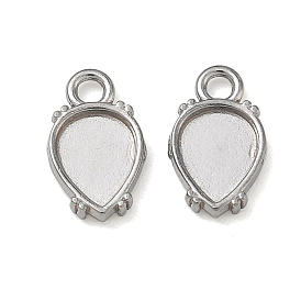 304 Stainless Steel Pendant Cabochon Settings, Teardrop Charms