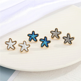 Sparkling Resin Starfish Earrings - Unique and Delicate Sea Star Ear Studs