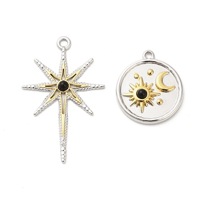 Подвески из натурального черного оникса (окрашенные и нагретые), с 304 установками из нержавеющей стали, золотые и нержавеющая сталь цвет