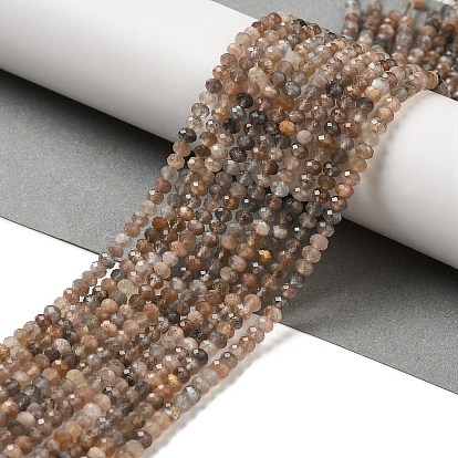 Нити из натуральных бусин из нескольких лунных камней, граненые, рондель