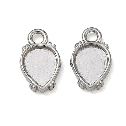 304 Stainless Steel Pendant Cabochon Settings, Teardrop Charms