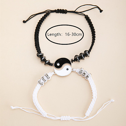 Ensemble de bracelets d'amitié yin yang réglables pour couples et amis