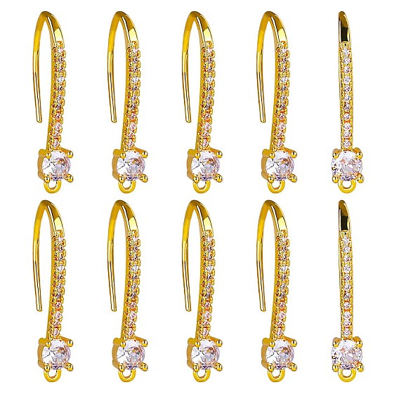 20 латунные крючки для серег из прозрачного кубического циркония с микропаве, провод уха, с петлями
