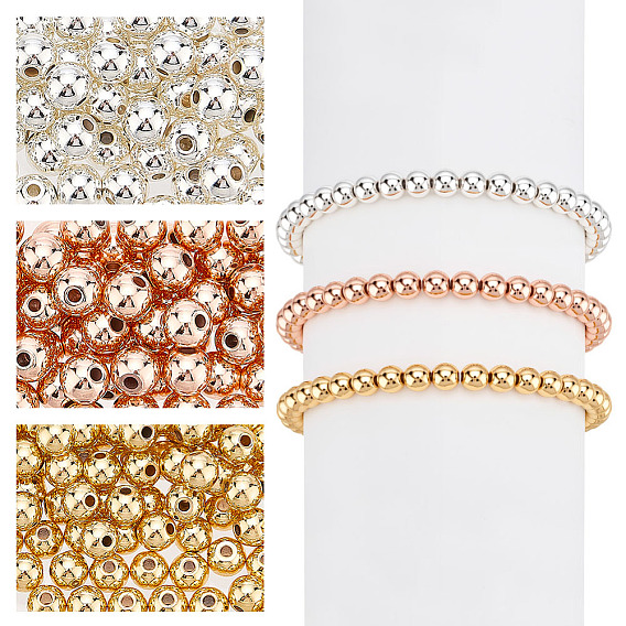 300шт 3 цвета стойка покрытие латунные бусины, долговечный, круглые