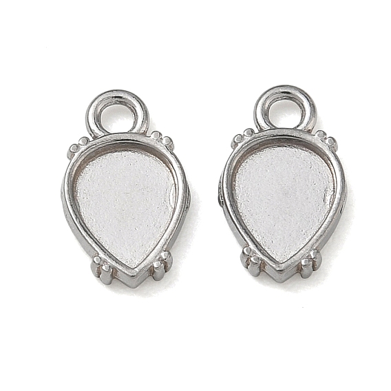 304 Stainless Steel Pendant Cabochon Settings, Teardrop Charms