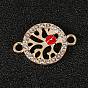 Подвески из цинкового сплава с красной и черной эмалью, с кристально горный хрусталь, плоские круглые с божьей коровкой