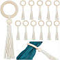 Wood Napkin Ring, with Cotton Tassel, Napkin Holder Ornament, for Place Settings, Wedding & Party Decoration
