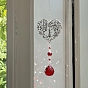 Alloy Heart with Tree of Life Hanging Ornaments, Round Glass Charm Suncatchers for Home Outdoor Decoration